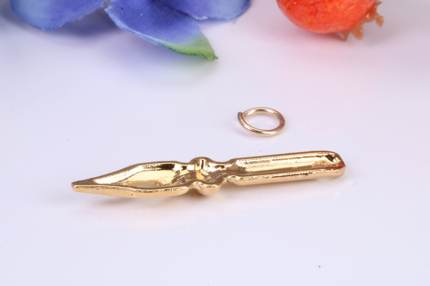 Fountain Pen Nib Charm, Traditional Charm, Made from Solid Cast Yellow Gold, British Hallmarked