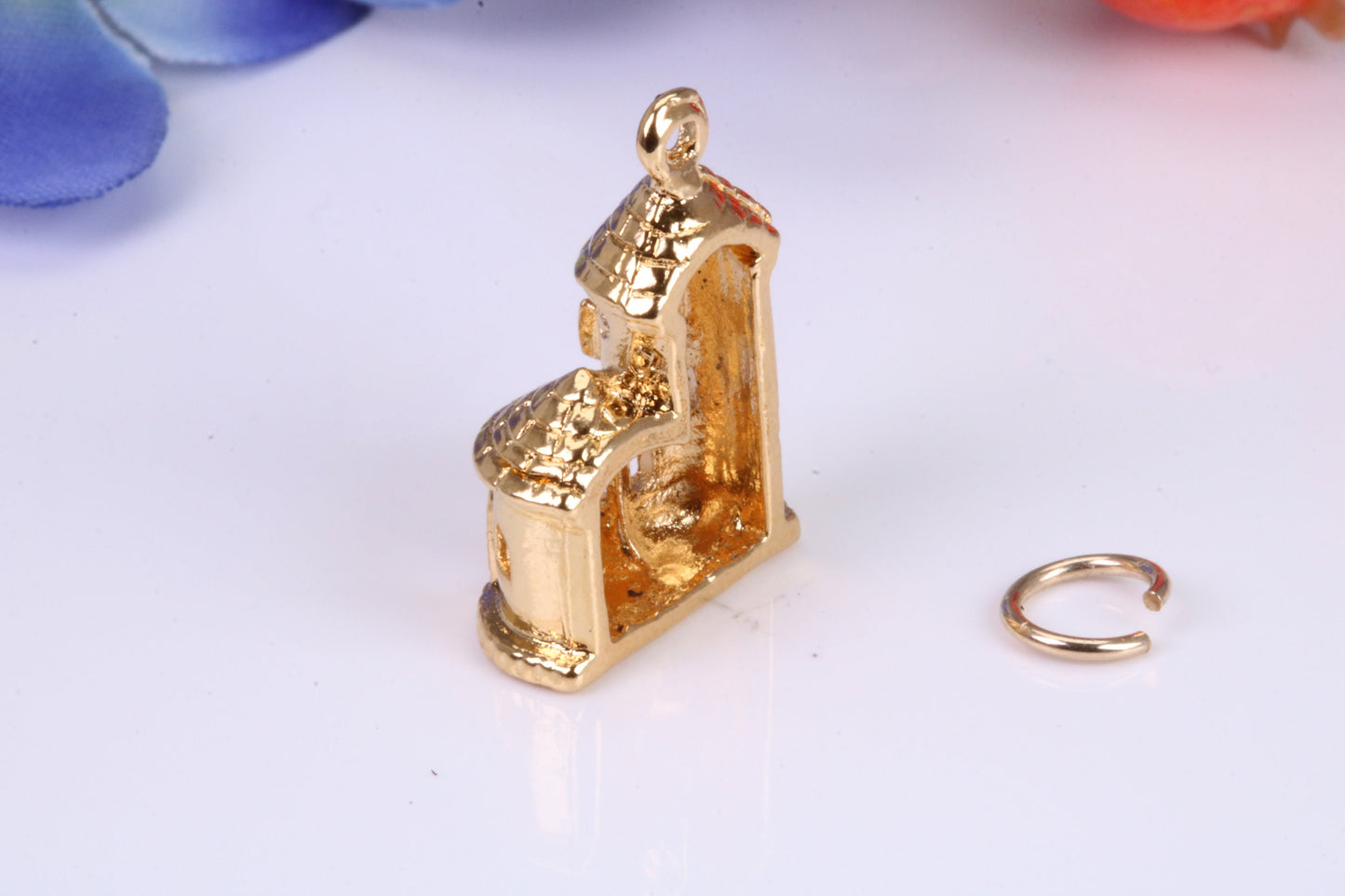 Castle Charm, Traditional Charm, Made from Solid Cast Yellow Gold, British Hallmarked