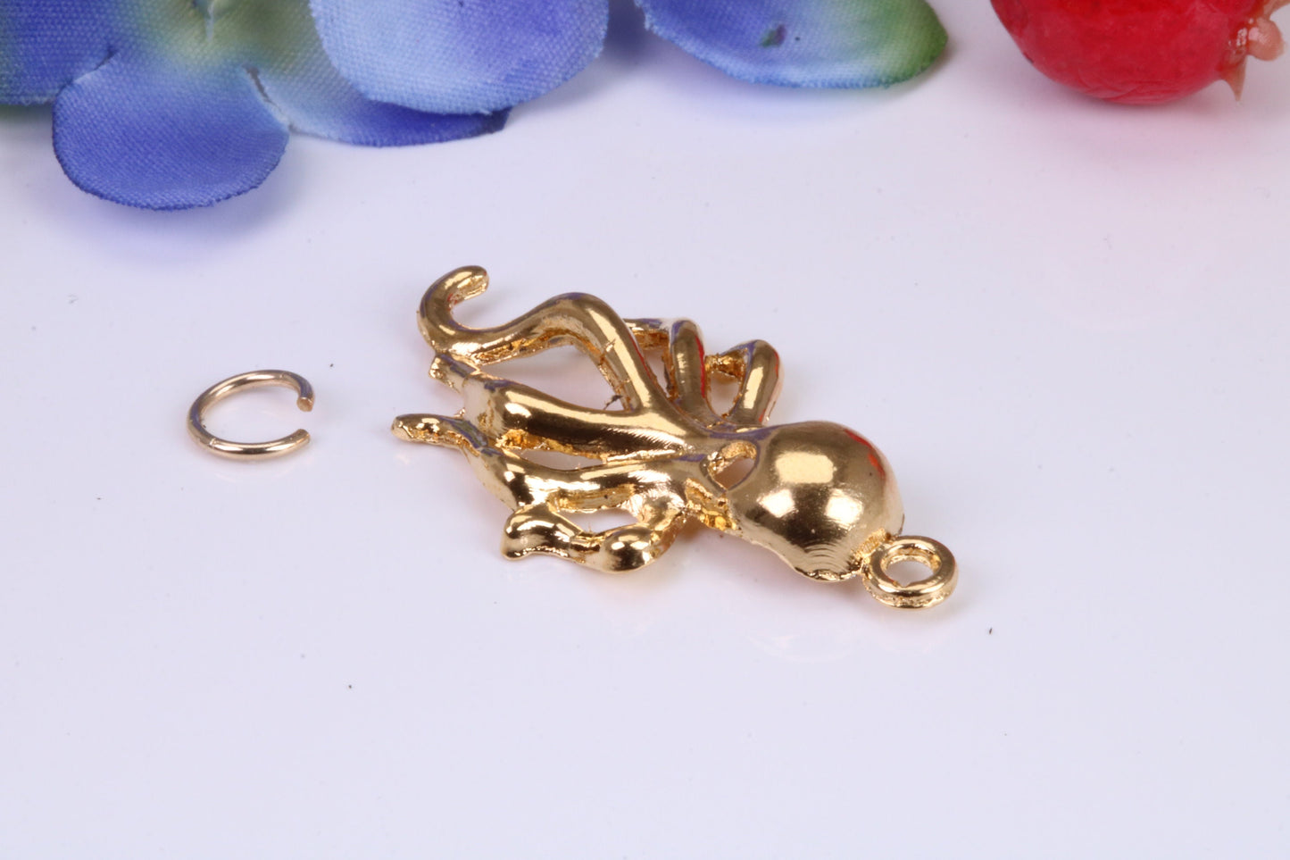 Octopus Charm, Traditional Charm, Made from Solid Cast Yellow Gold, British Hallmarked