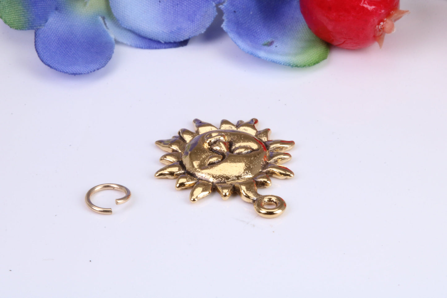 Sun Charm, Traditional Charm, Made from Solid Cast Yellow Gold, British Hallmarked