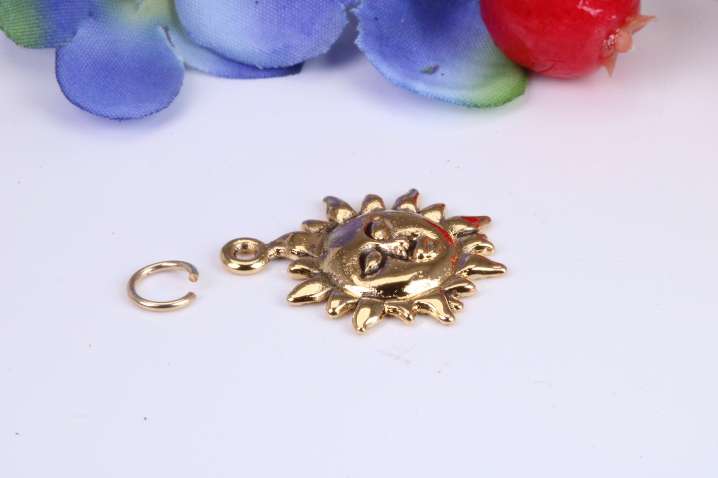 Sun Charm, Traditional Charm, Made from Solid Cast Yellow Gold, British Hallmarked