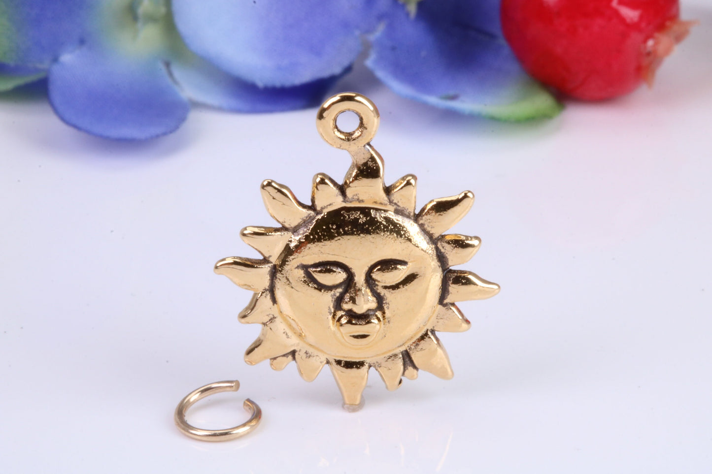 Sun Charm, Traditional Charm, Made from Solid Cast Yellow Gold, British Hallmarked