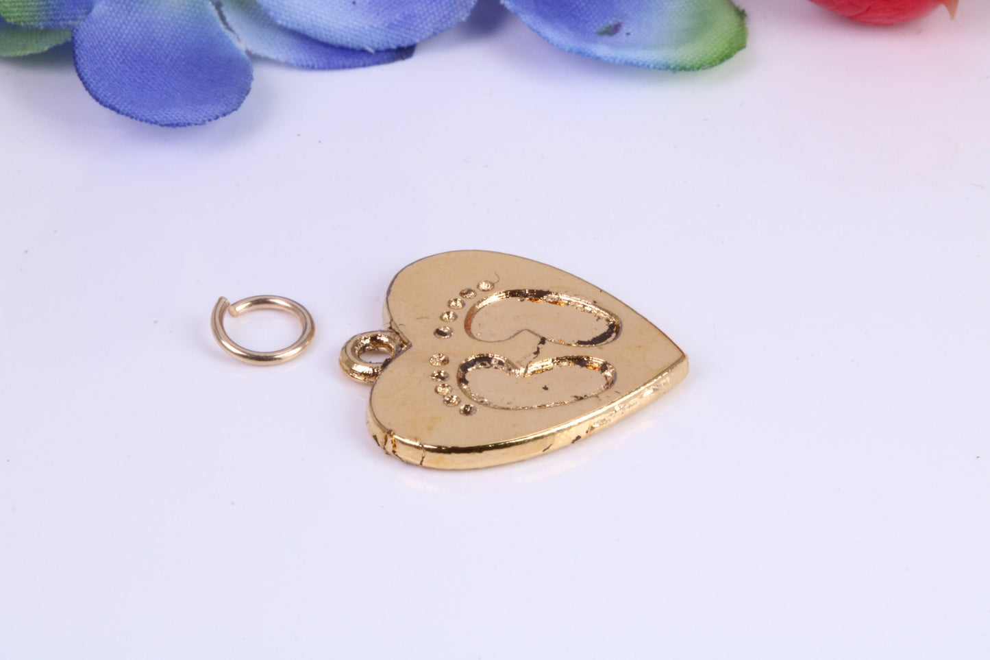 Foot Prints Charm, Traditional Charm, Made from Solid Cast Yellow Gold, British Hallmarked