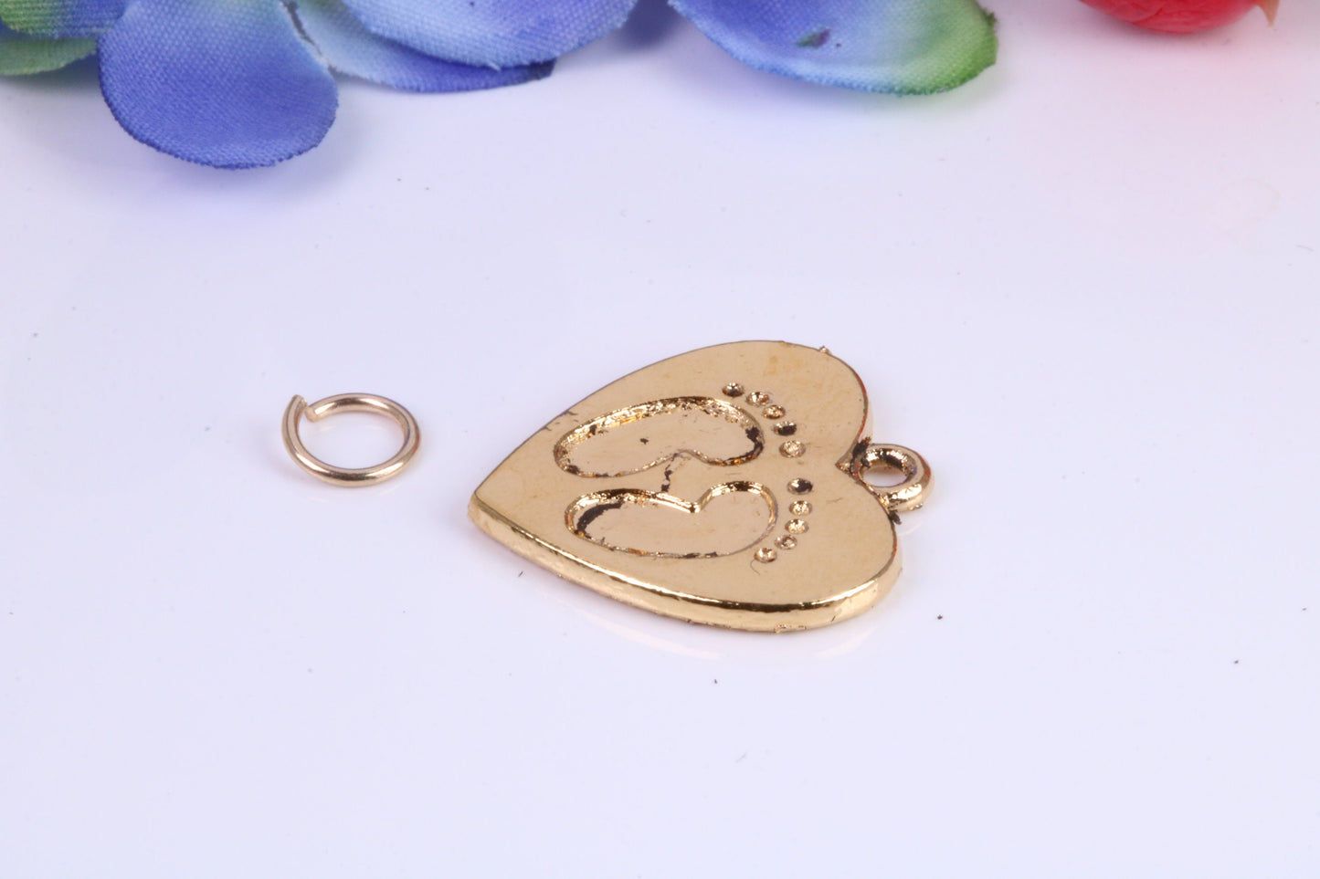 Foot Prints Charm, Traditional Charm, Made from Solid Cast Yellow Gold, British Hallmarked