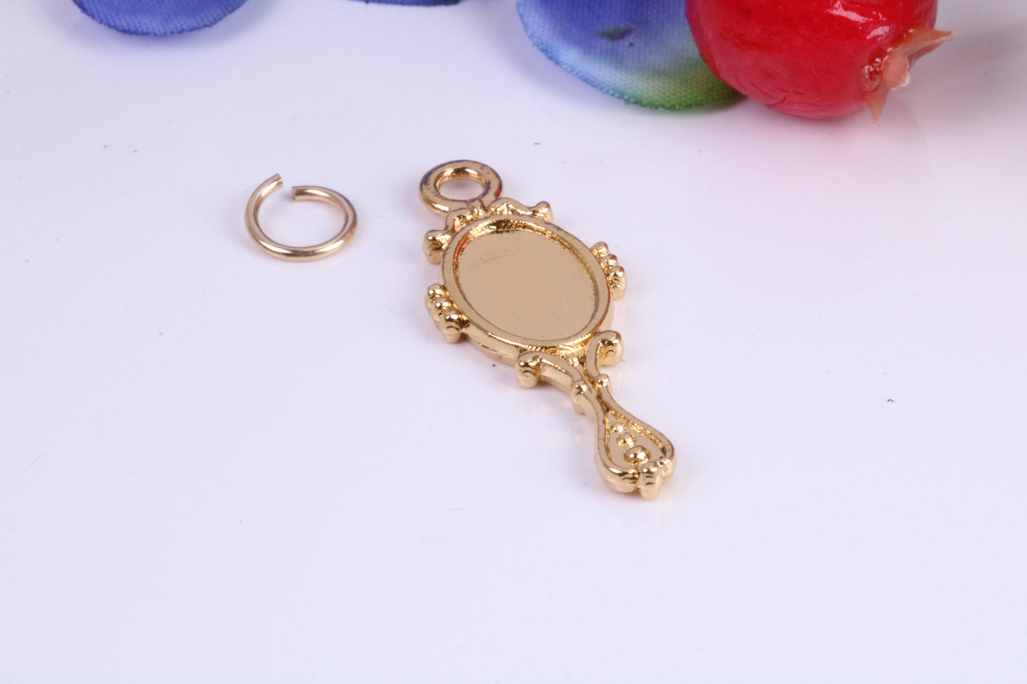 Vintage Mirror Charm, Traditional Charm, Made from Solid Cast Yellow Gold, British Hallmarked