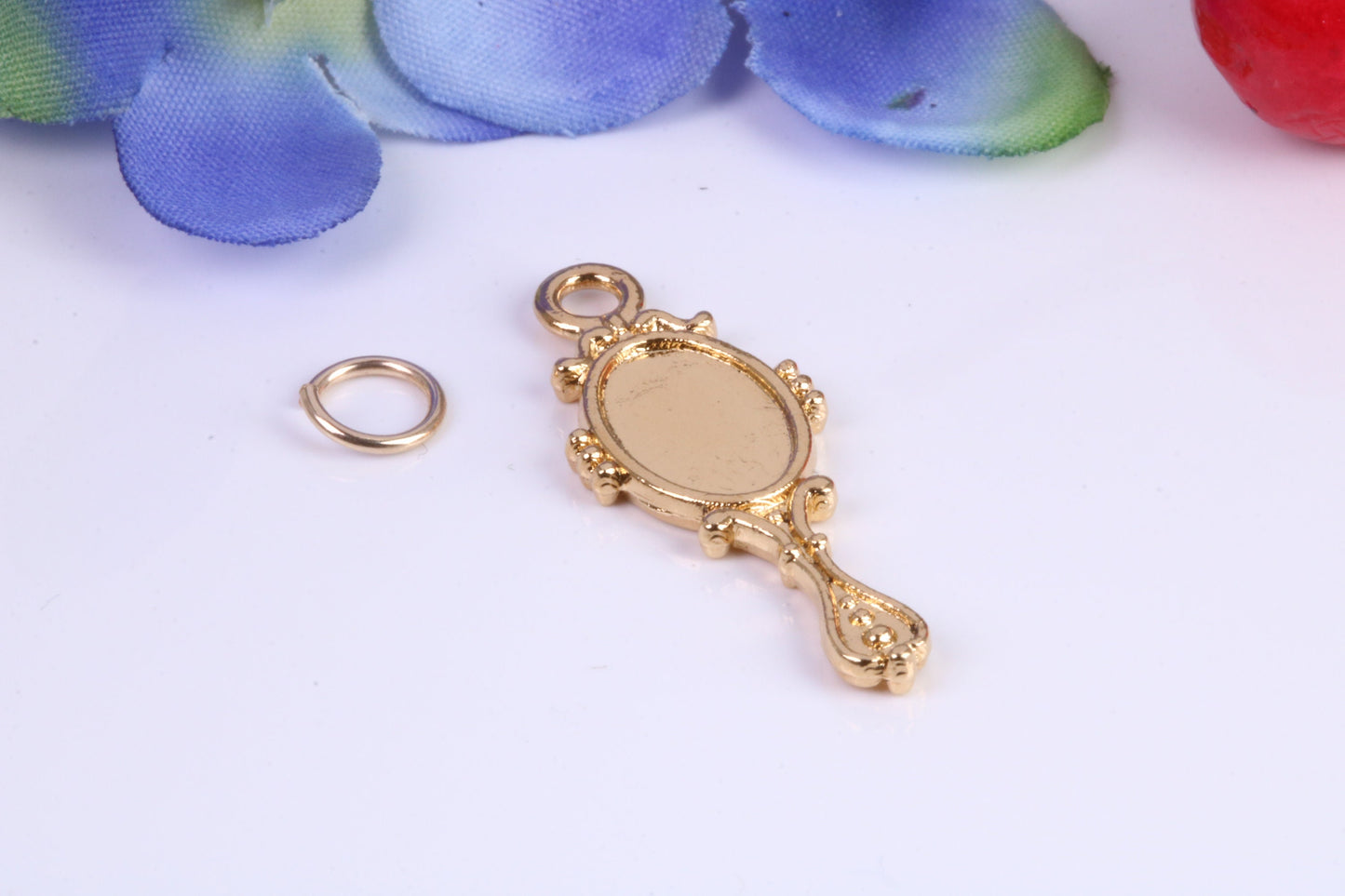 Vintage Mirror Charm, Traditional Charm, Made from Solid Cast Yellow Gold, British Hallmarked