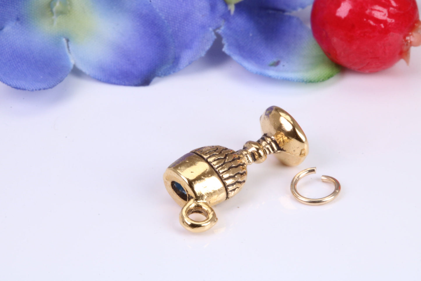 Wine Goblet Charm, Traditional Charm, Made from Solid Cast Yellow Gold, British Hallmarked
