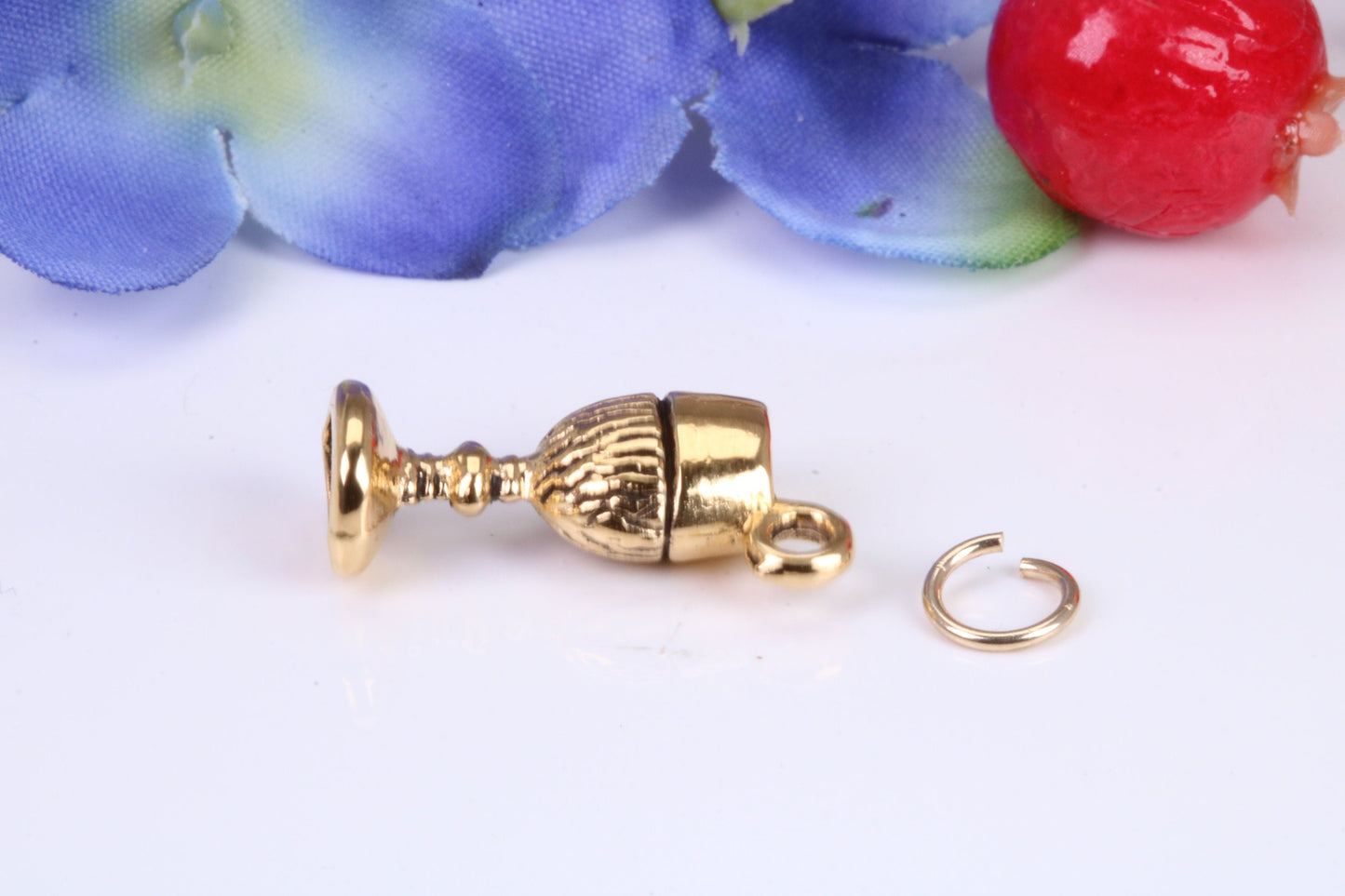 Wine Goblet Charm, Traditional Charm, Made from Solid Cast Yellow Gold, British Hallmarked