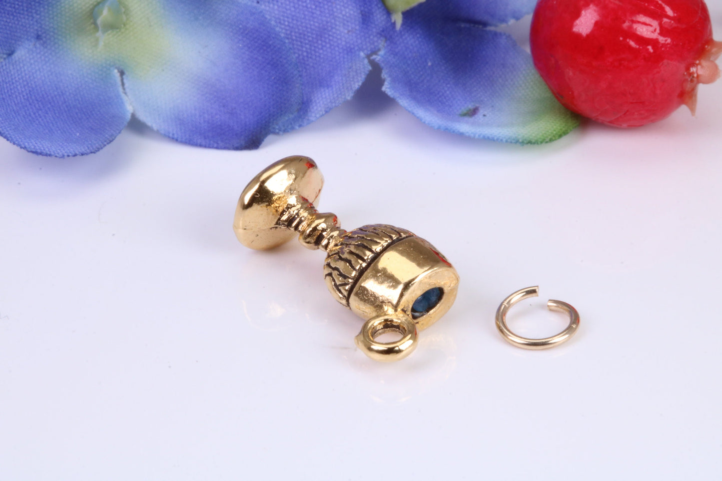 Wine Goblet Charm, Traditional Charm, Made from Solid Cast Yellow Gold, British Hallmarked