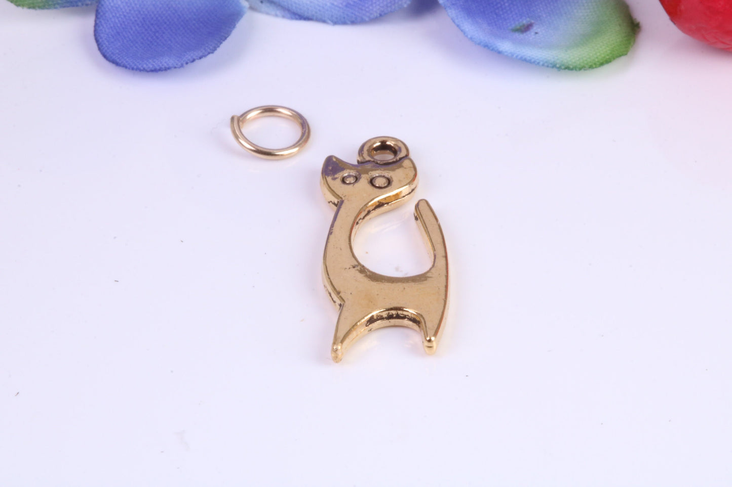 Cat Charm, Traditional Charm, Made from Solid Cast Yellow Gold, British Hallmarked