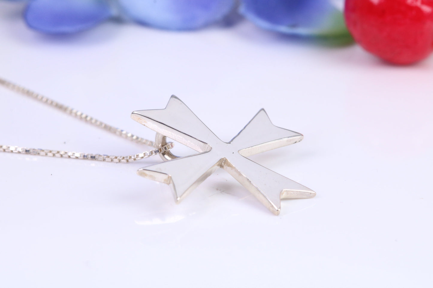 Maltese Cross Necklace, Made From Solid Cast Silver, Complete With Chain