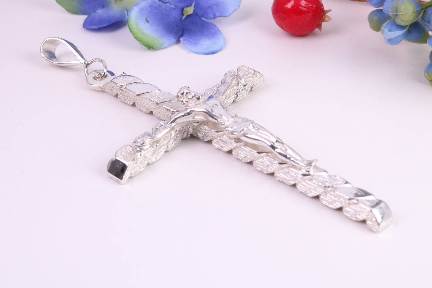 90 mm Long, Very Large Crucifix, Made From Solid Cast Silver, British Hallmarked