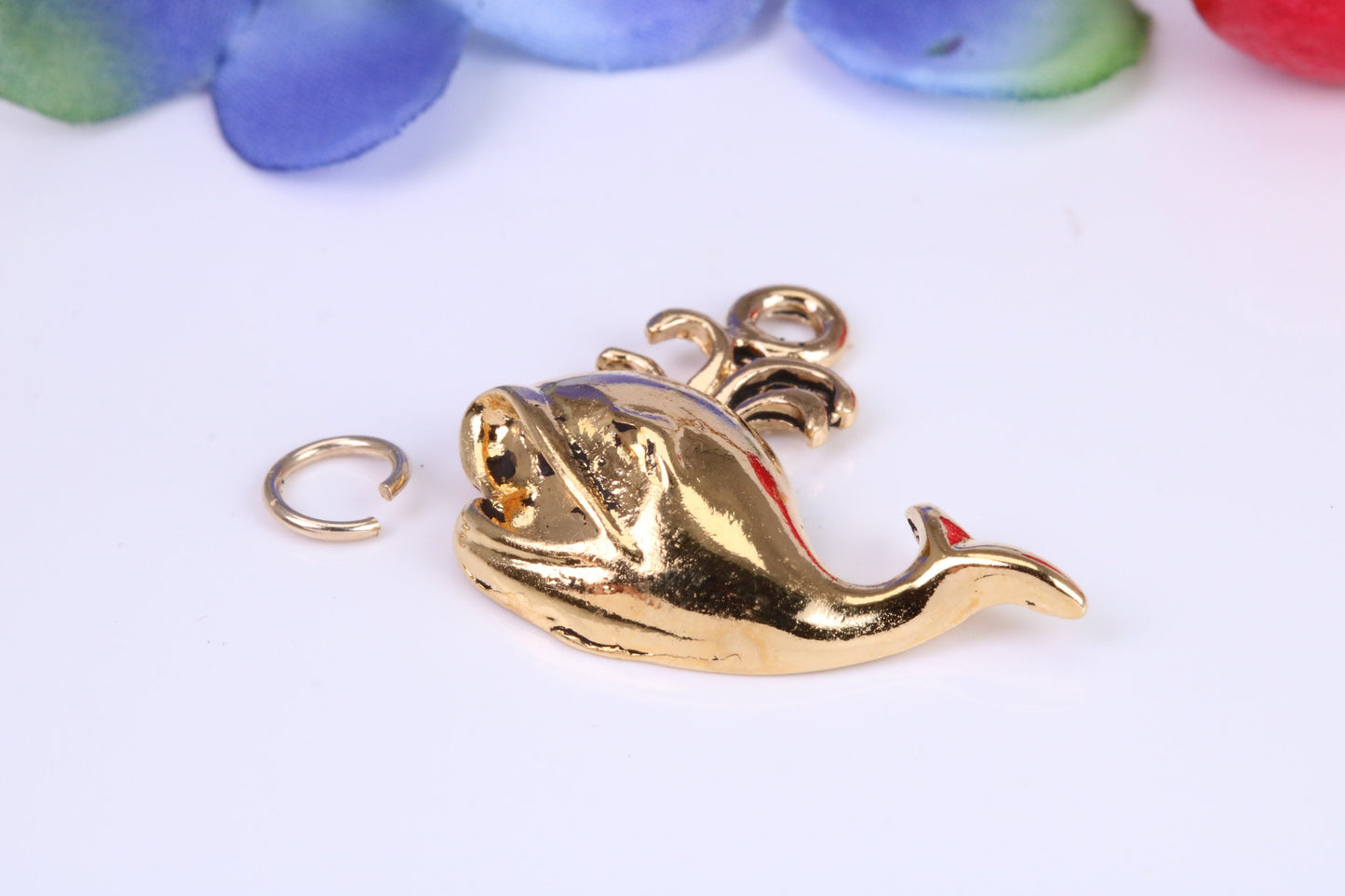 Whale Charm, Traditional Charm, Made from Solid Cast Yellow Gold, British Hallmarked
