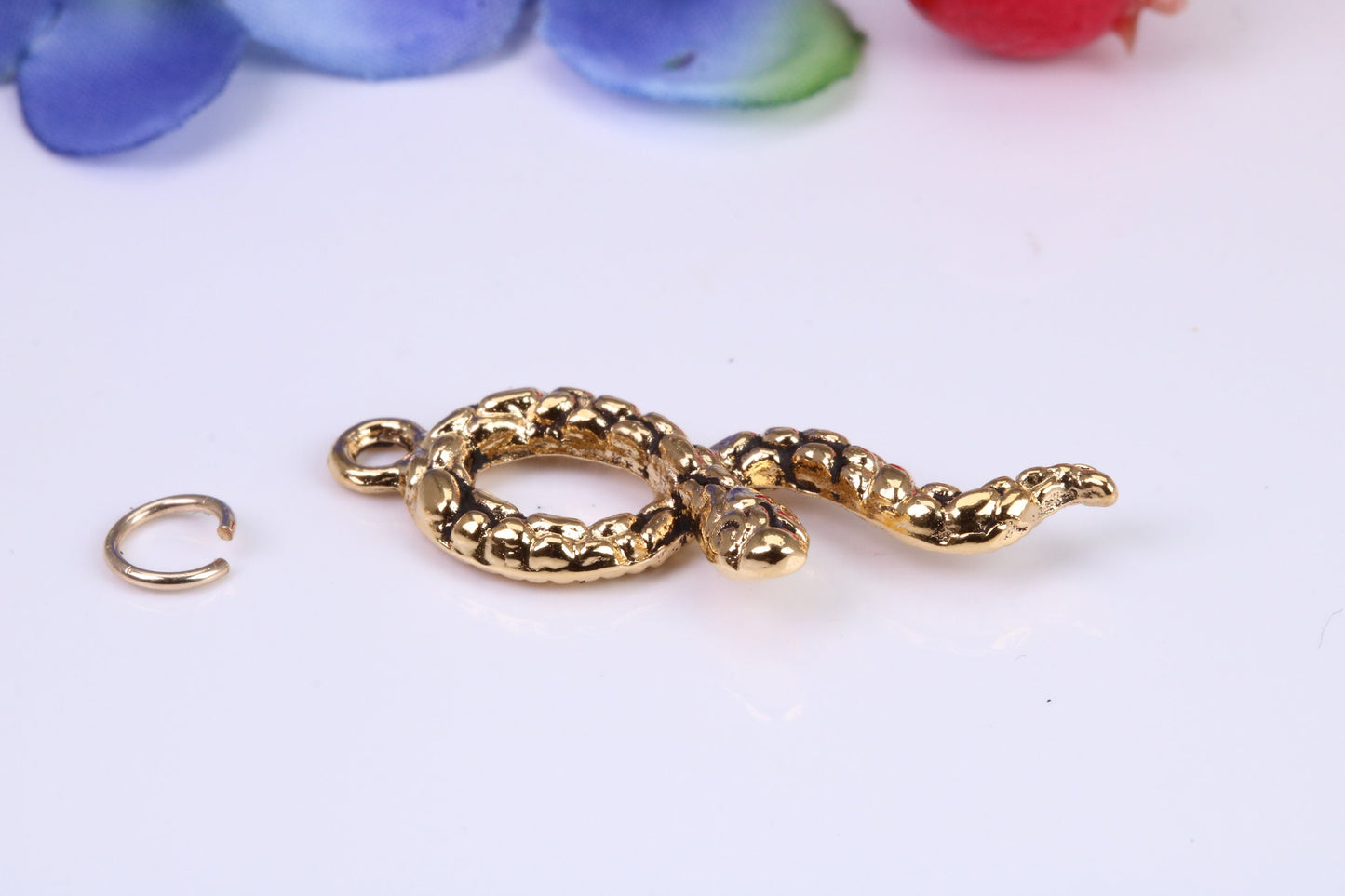 Snake Charm, Traditional Charm, Made from Solid Cast Yellow Gold, British Hallmarked