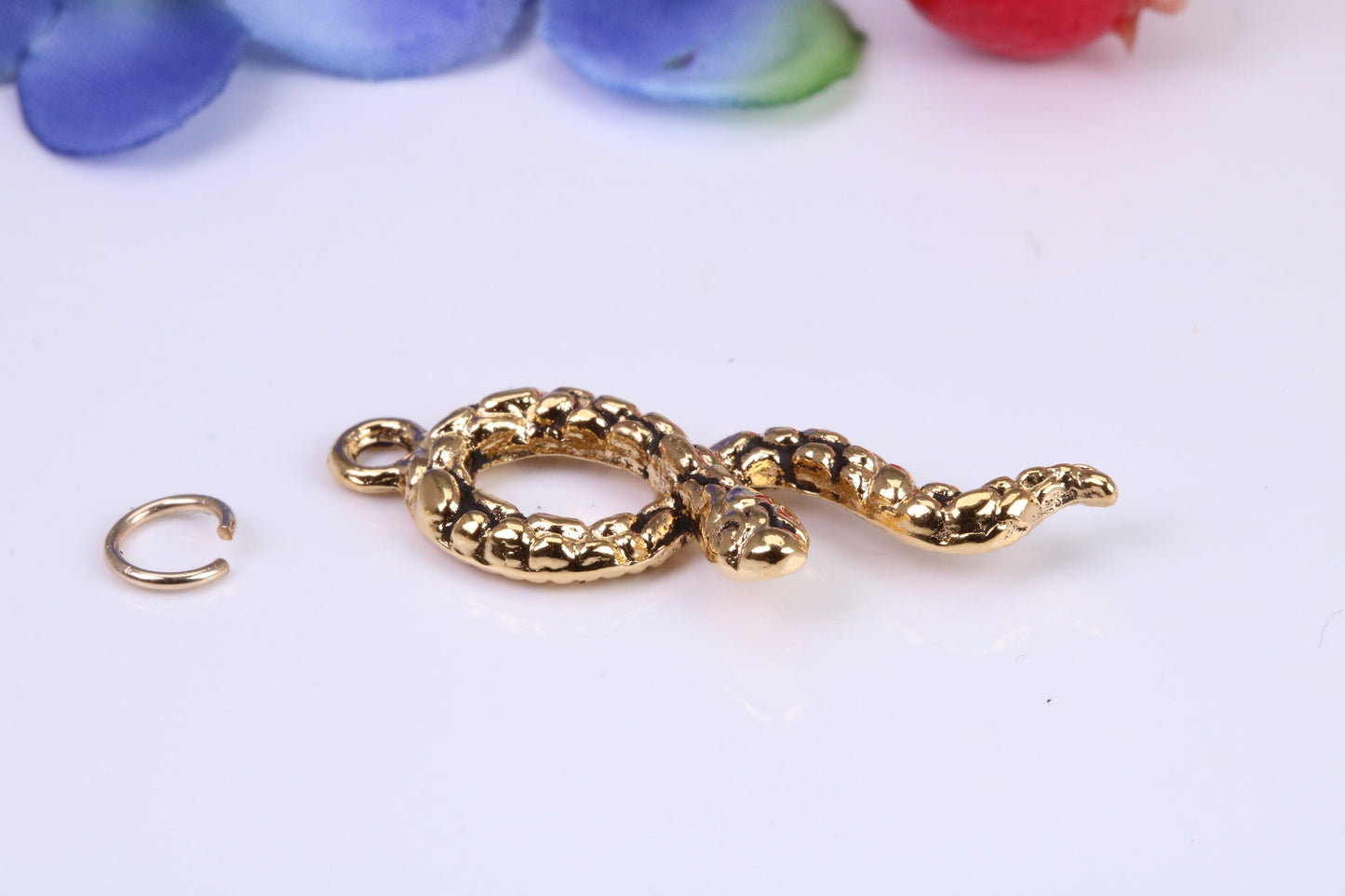 Snake Charm, Traditional Charm, Made from Solid Cast Yellow Gold, British Hallmarked