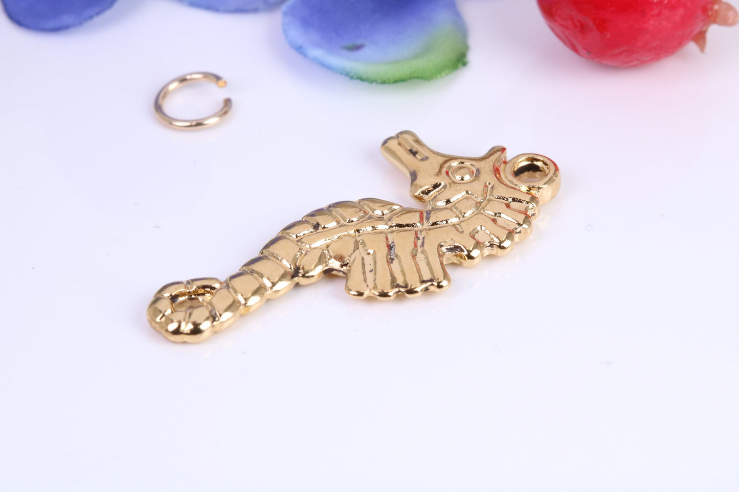 Seahorse Charm, Traditional Charm, Made from Solid Cast Yellow Gold, British Hallmarked