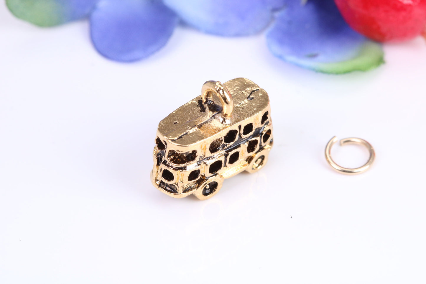 London Bus Charm, Traditional Charm, Made from Solid Cast Yellow Gold, British Hallmarked