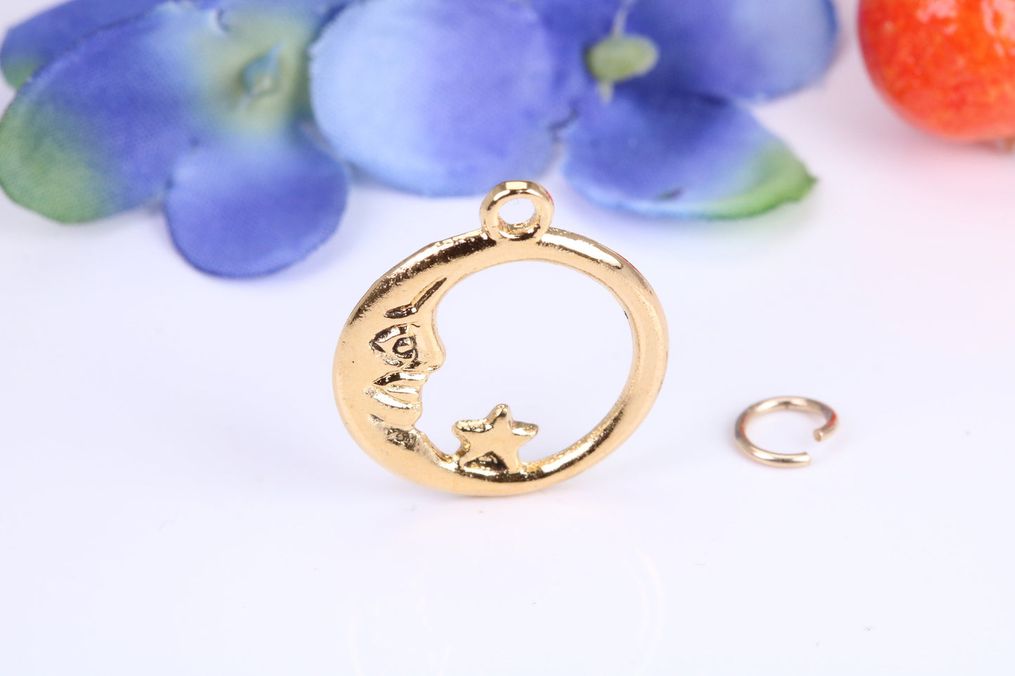 Moon and Star Charm, Traditional Charm, Made from Solid Cast Yellow Gold, British Hallmarked