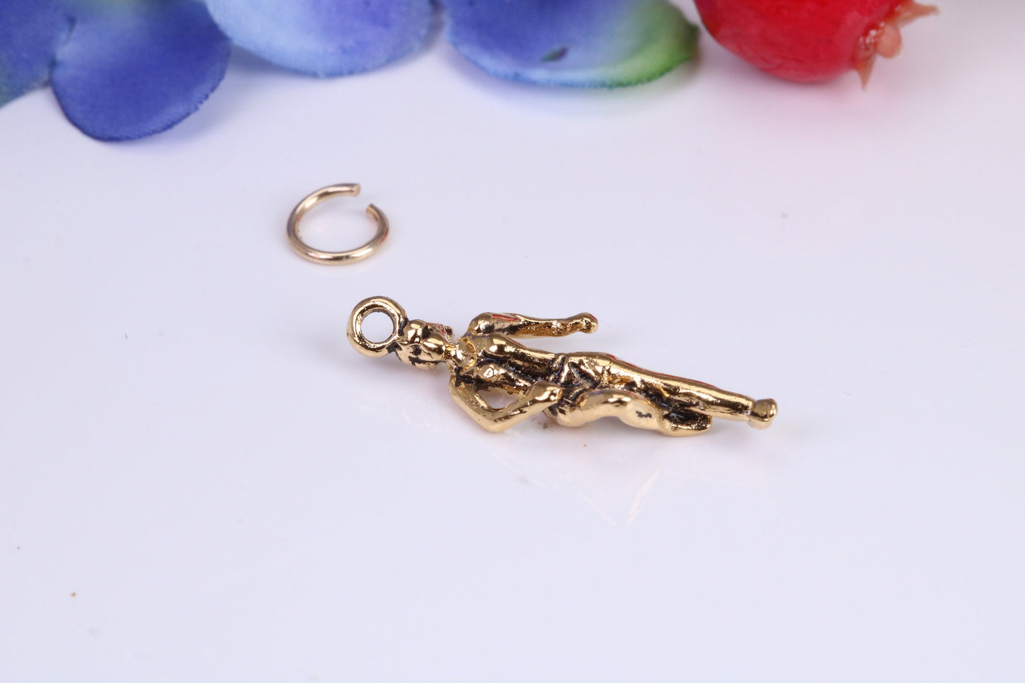 Girl Jogging Charm, Traditional Charm, Made from Solid Cast Yellow Gold, British Hallmarked