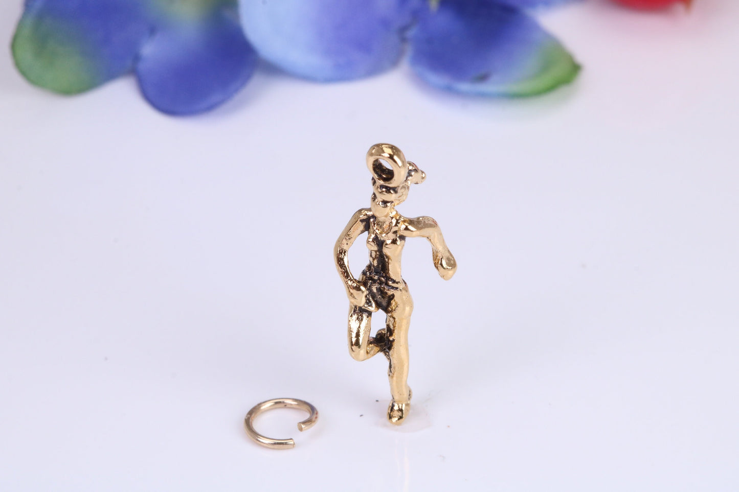 Girl Jogging Charm, Traditional Charm, Made from Solid Cast Yellow Gold, British Hallmarked