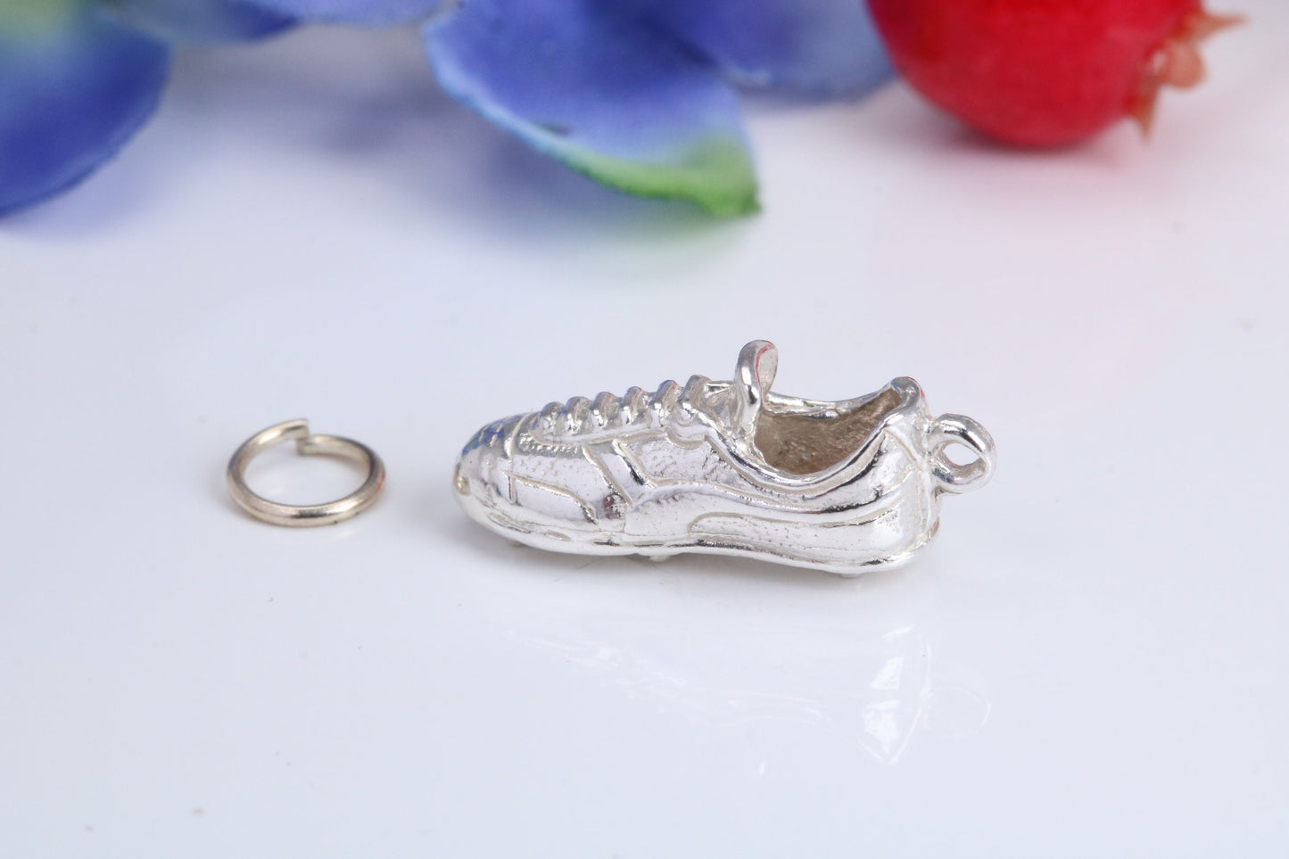 Football Boots Charm, Traditional Charm, Made from Solid 925 Grade Sterling Silver, Complete with Attachment Link