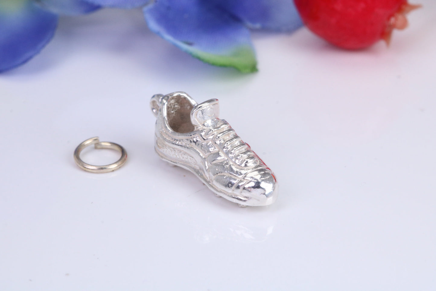 Football Boots Charm, Traditional Charm, Made from Solid 925 Grade Sterling Silver, Complete with Attachment Link