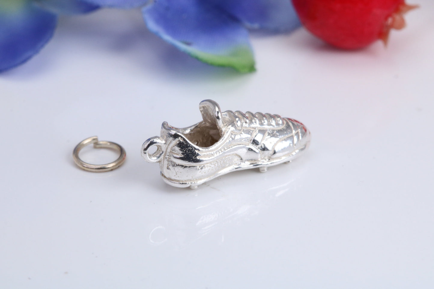 Football Boots Charm, Traditional Charm, Made from Solid 925 Grade Sterling Silver, Complete with Attachment Link