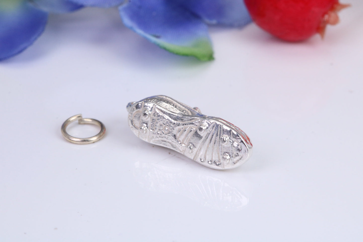 Football Boots Charm, Traditional Charm, Made from Solid 925 Grade Sterling Silver, Complete with Attachment Link