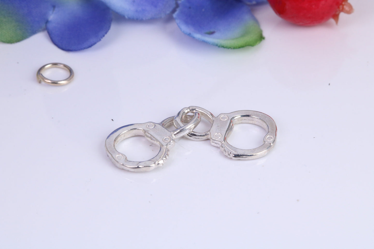 Handcuffs Charm, Traditional Charm, Made from Solid 925 Grade Sterling Silver, Complete with Attachment Link