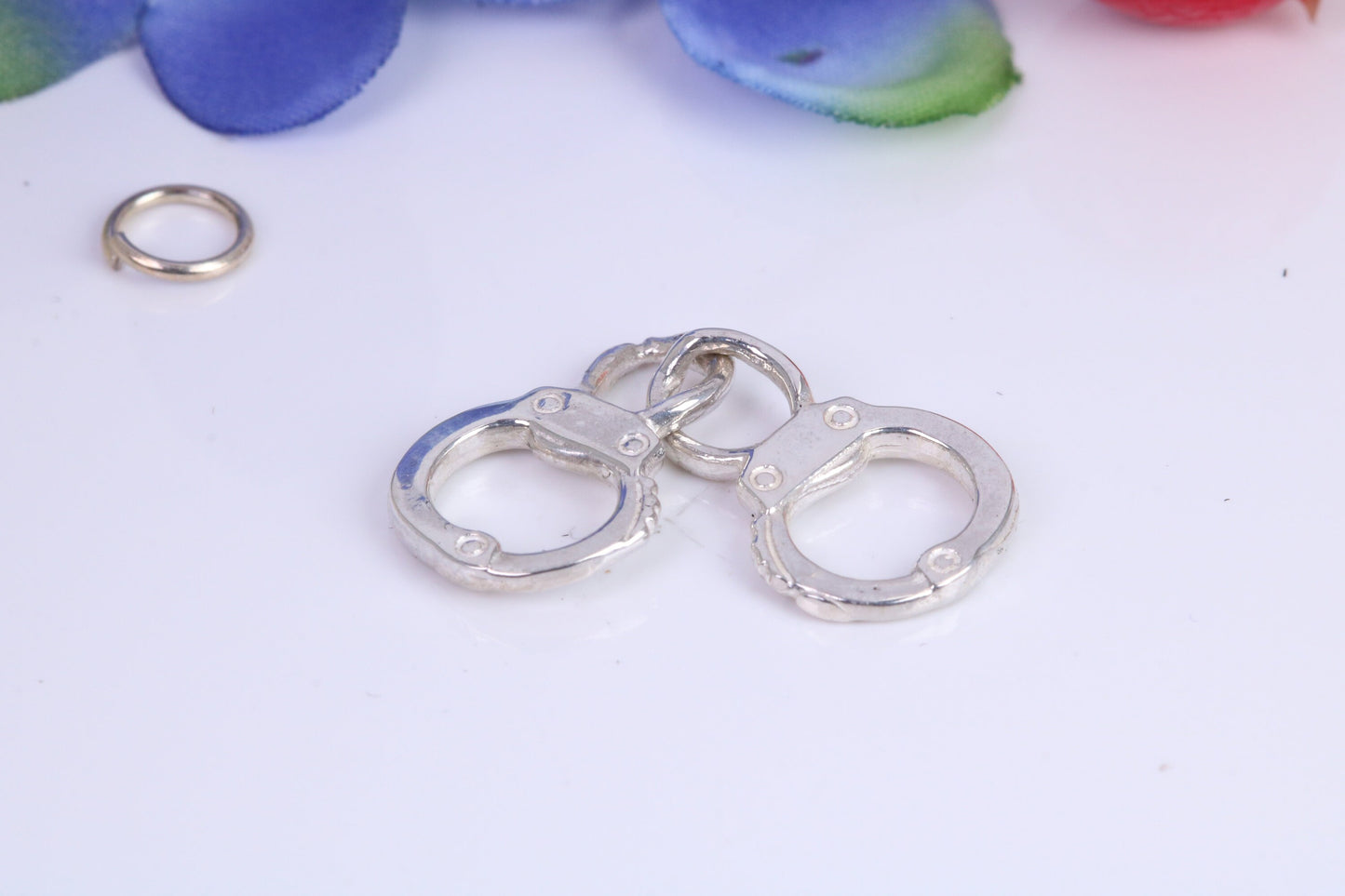 Handcuffs Charm, Traditional Charm, Made from Solid 925 Grade Sterling Silver, Complete with Attachment Link