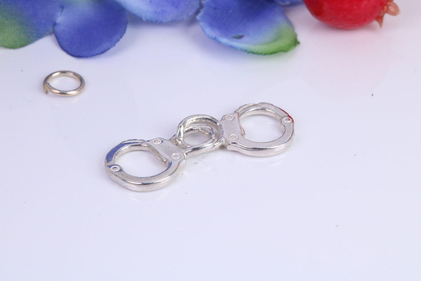 Handcuffs Charm, Traditional Charm, Made from Solid 925 Grade Sterling Silver, Complete with Attachment Link