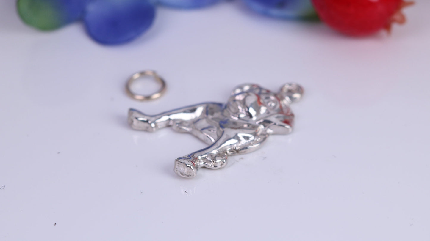 Bulldog Charm, Traditional Charm, Made from Solid 925 Grade Sterling Silver, Complete with Attachment Link