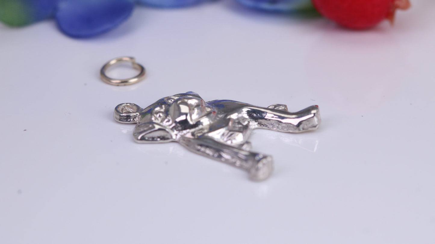 Bulldog Charm, Traditional Charm, Made from Solid 925 Grade Sterling Silver, Complete with Attachment Link