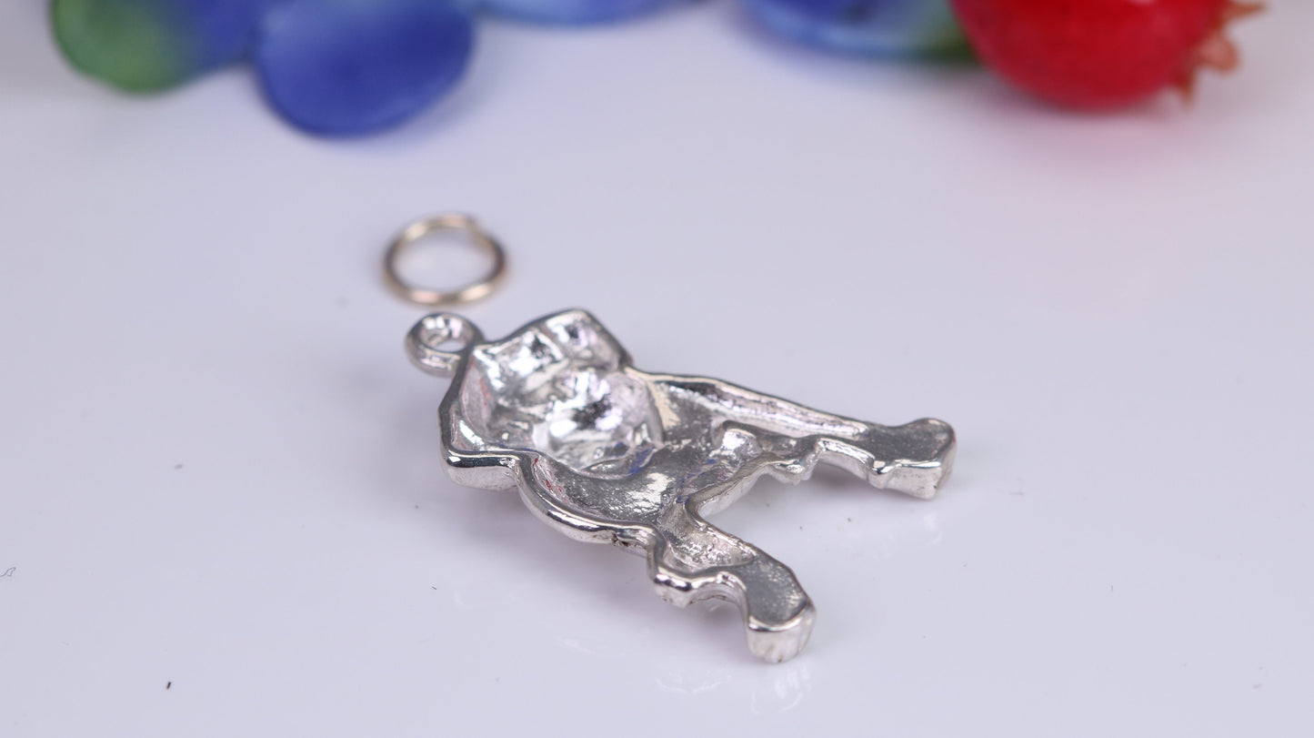 Bulldog Charm, Traditional Charm, Made from Solid 925 Grade Sterling Silver, Complete with Attachment Link