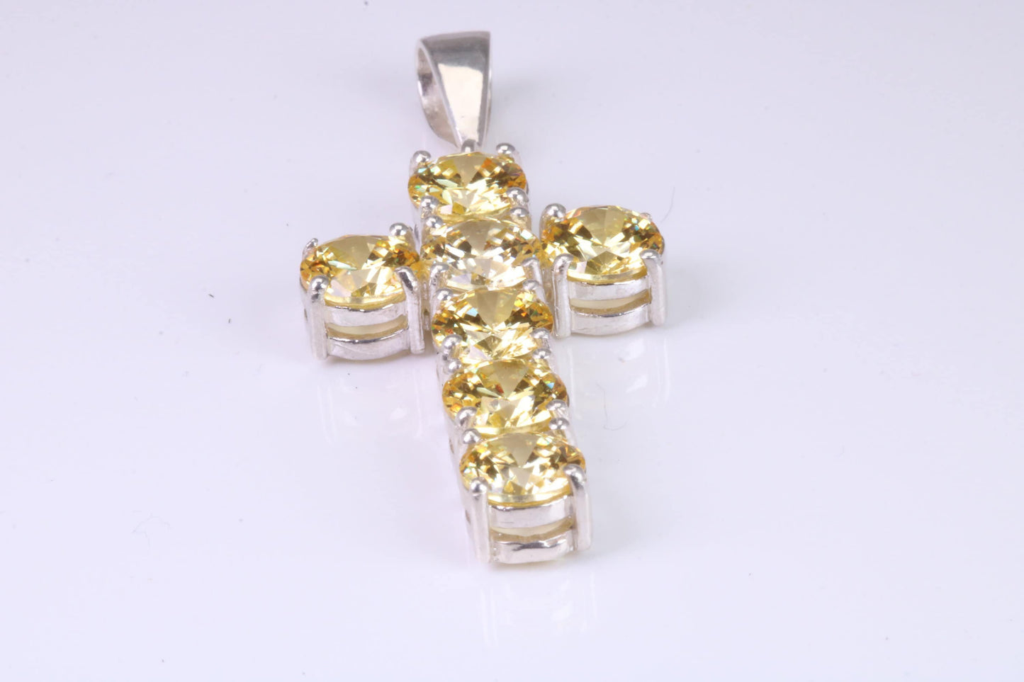 Large and Chunky Sterling Silver Stone set Cross.