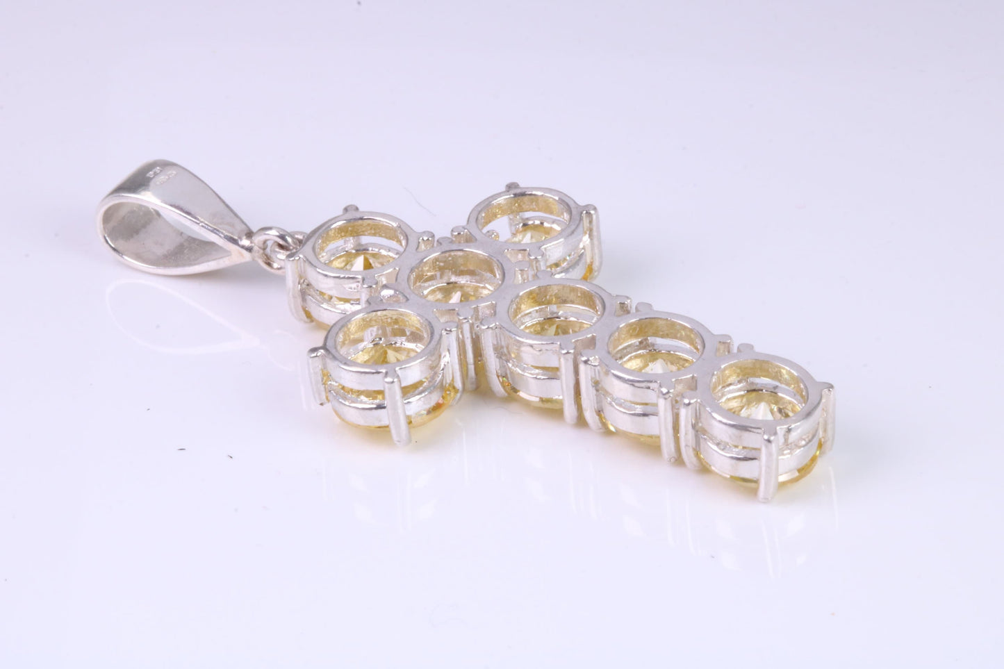 Large and Chunky Sterling Silver Stone set Cross.