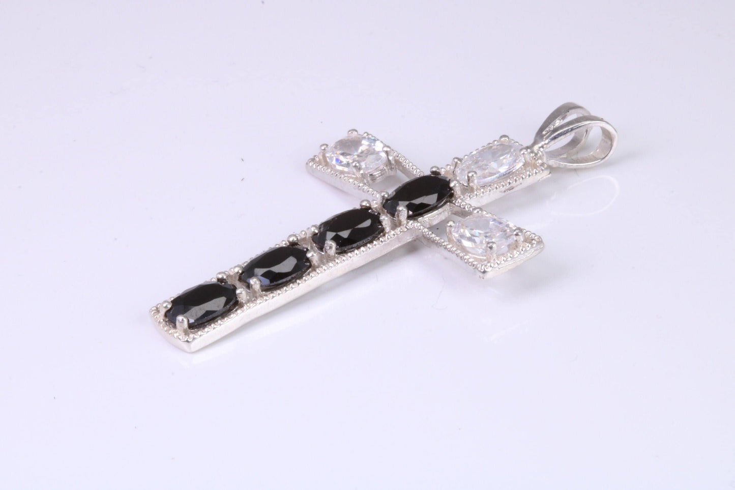 Sterling Silver C Z set Cross Necklace