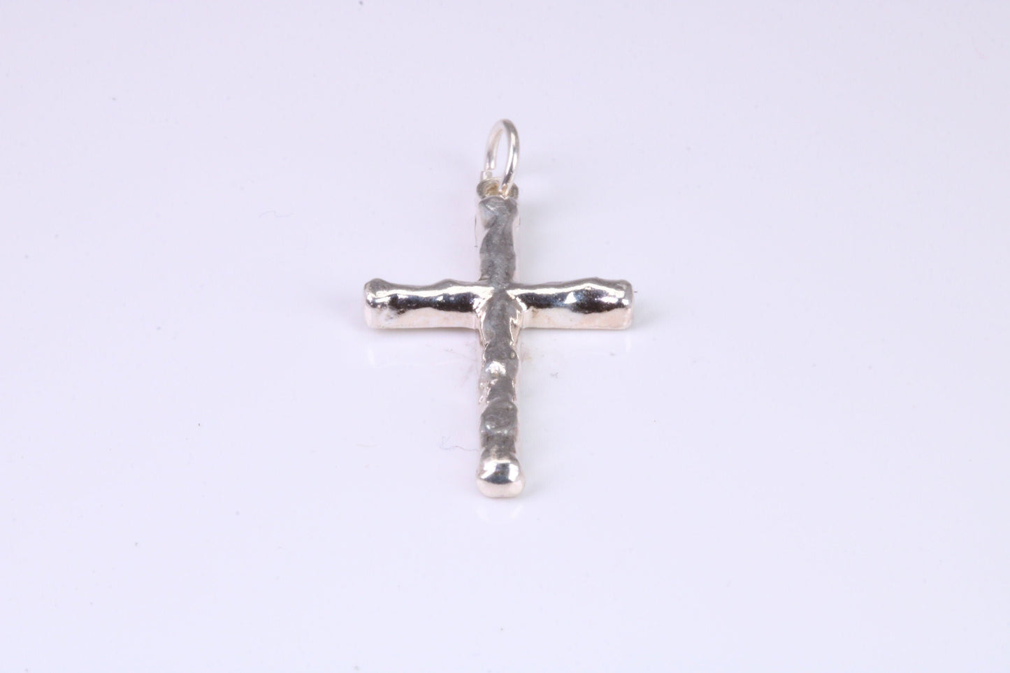 Small Bark Effect Sterling Silver Cross Necklace