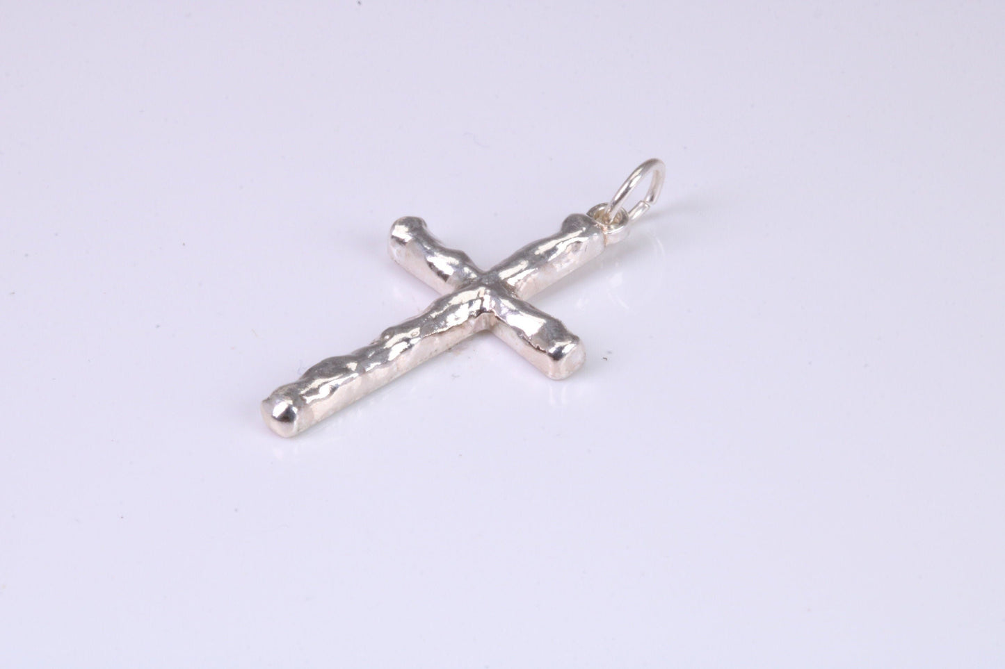 Small Bark Effect Sterling Silver Cross Necklace