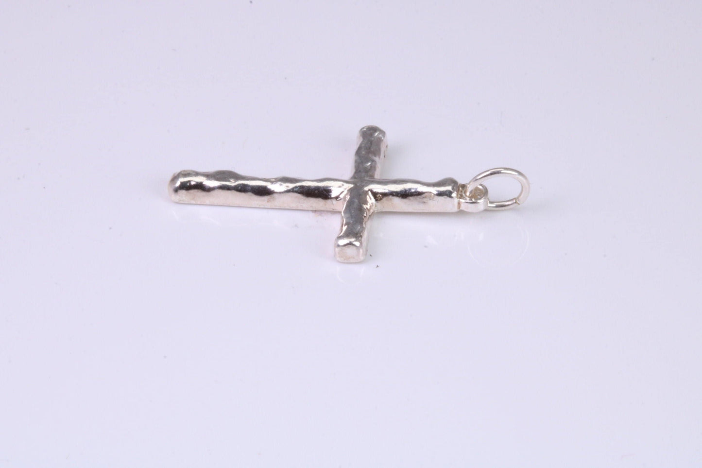 Small Bark Effect Sterling Silver Cross Necklace