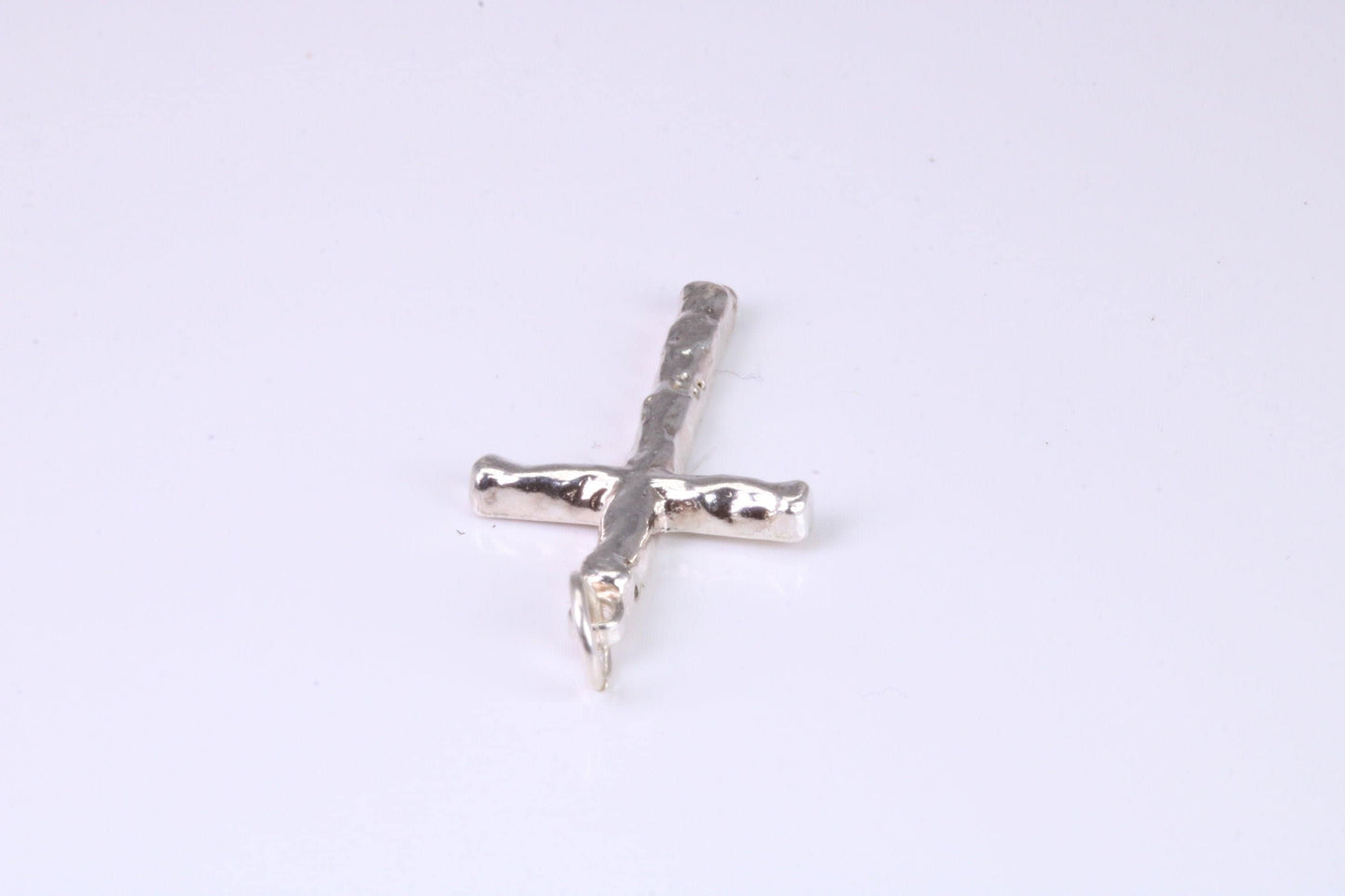 Small Bark Effect Sterling Silver Cross Necklace
