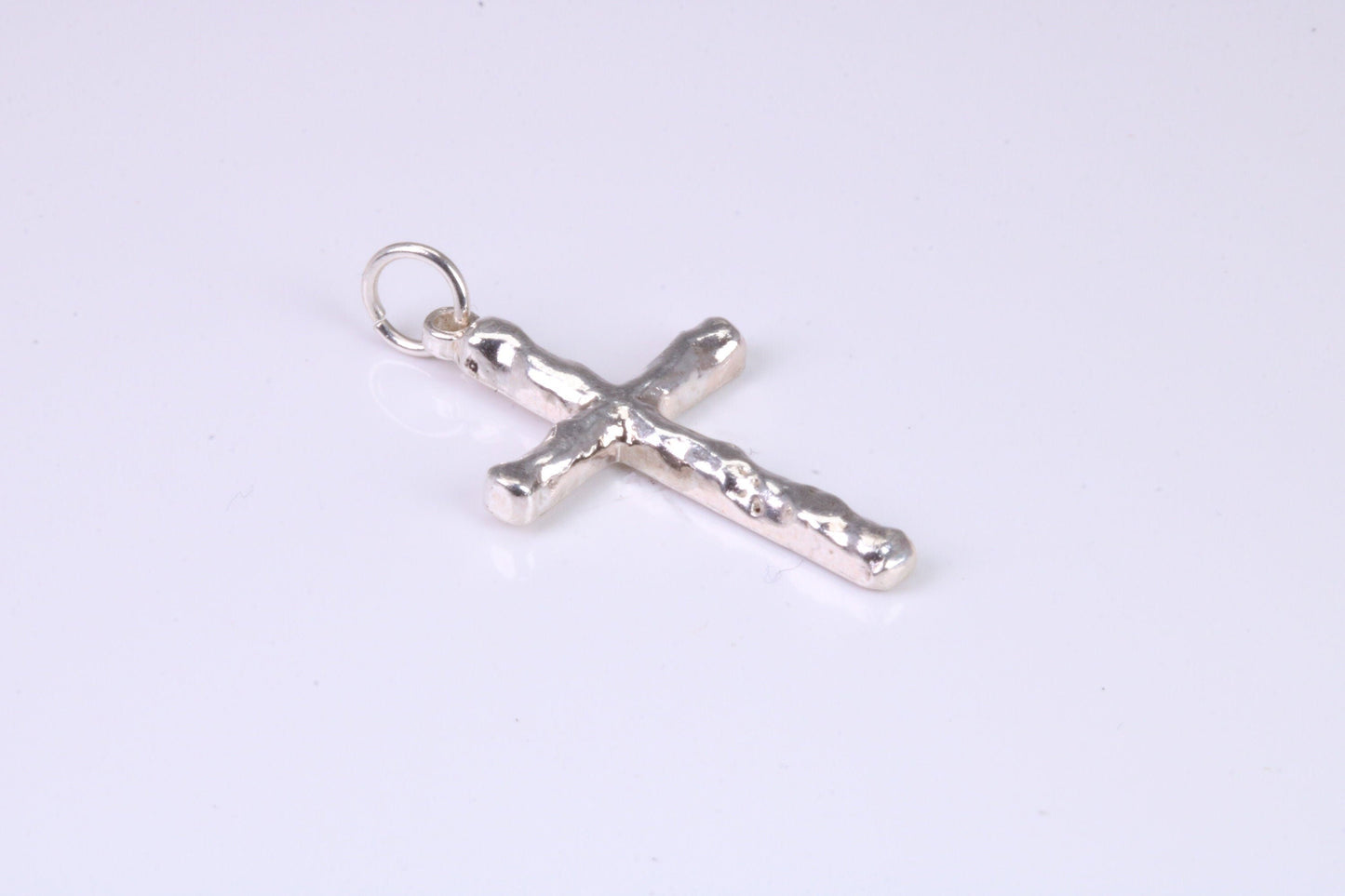 Small Bark Effect Sterling Silver Cross Necklace