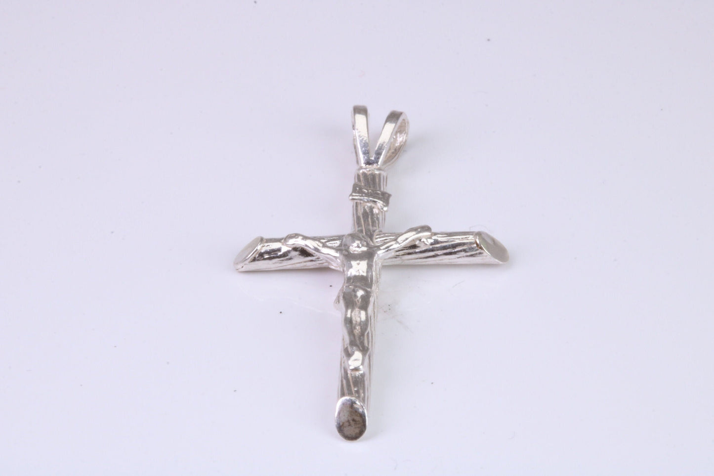 Small Silver Crucifix with Bark Effect Finish