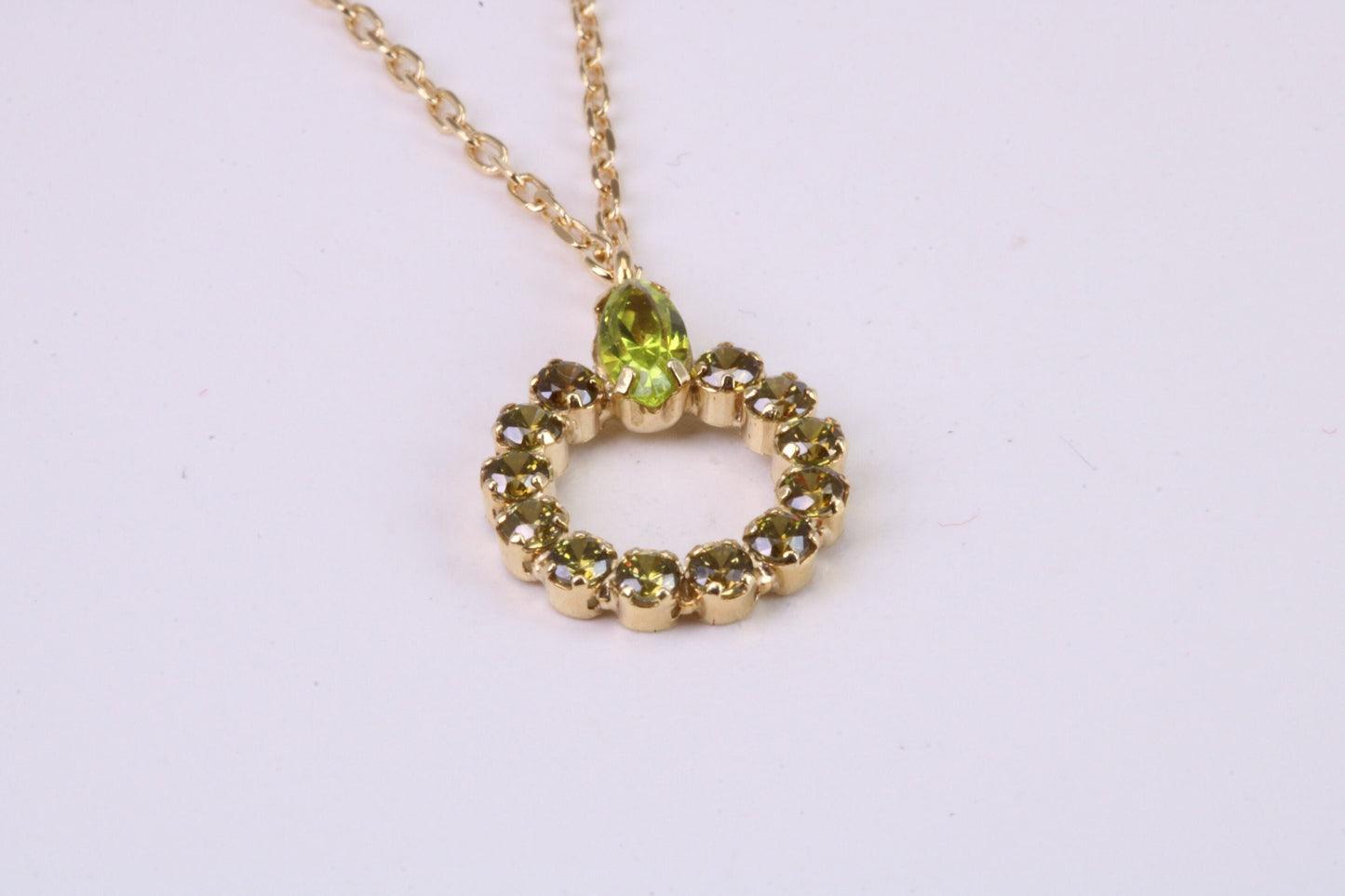 Peridot and Citrine set Necklace, Made From Solid Silver with 18ct Yellow Gold Plating, Length Adjustable Chain