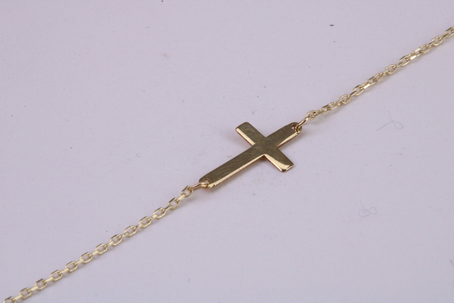 Simple and very Dainty 10 mm Long Cross Necklace, Length Adjustable Chain, Made from Solid Yellow Gold with High Polished Finish