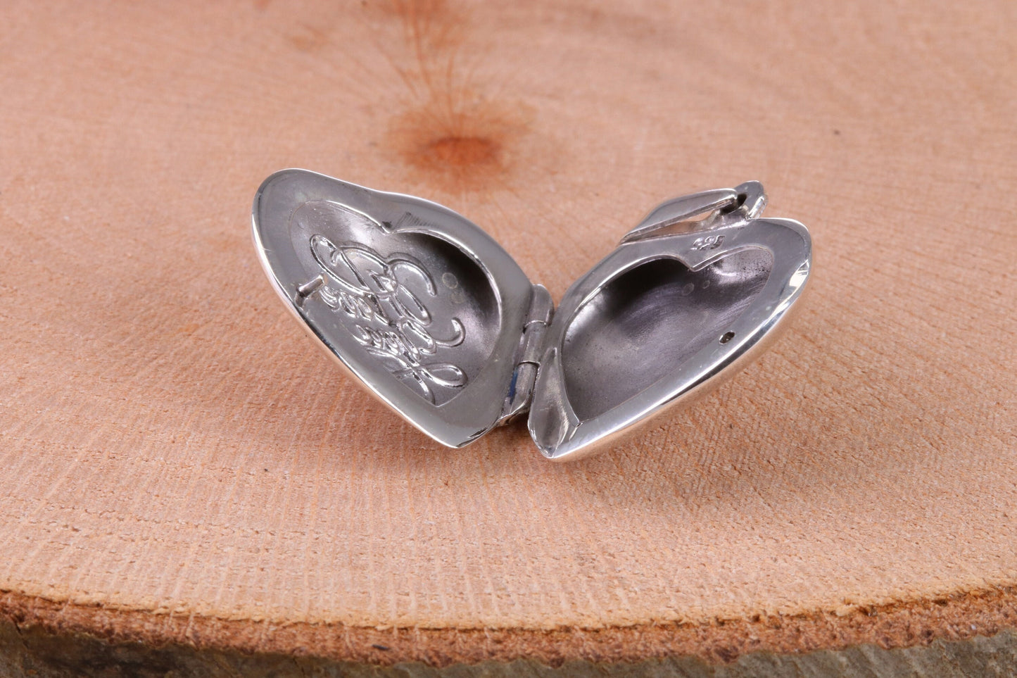 21 mm Heart Shaped Locket, Made from Solid Sterling Silver, Engraved I Love You