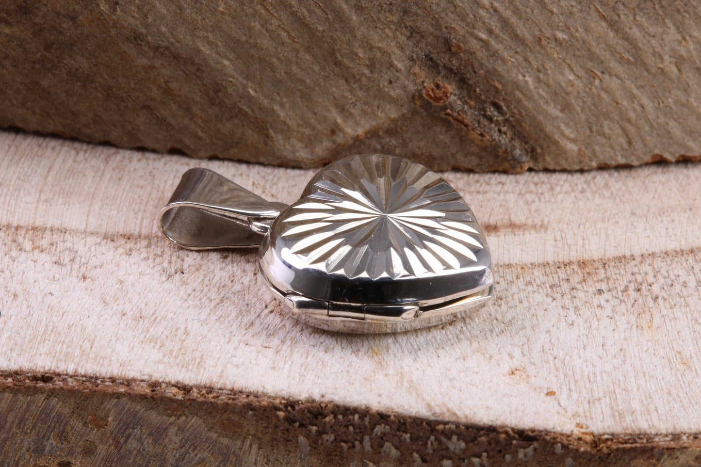 17 mm Diamond cut Heart Shaped Locket, Made from Solid Sterling Silver