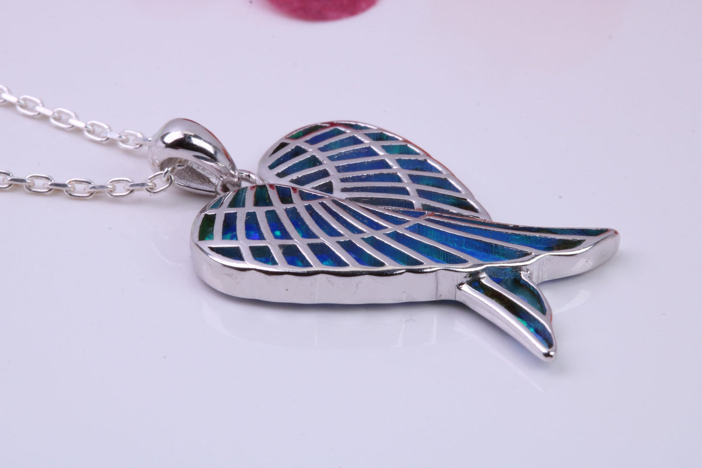 Angel Wings Blue Opal set Necklace, made from solid Sterling Silver