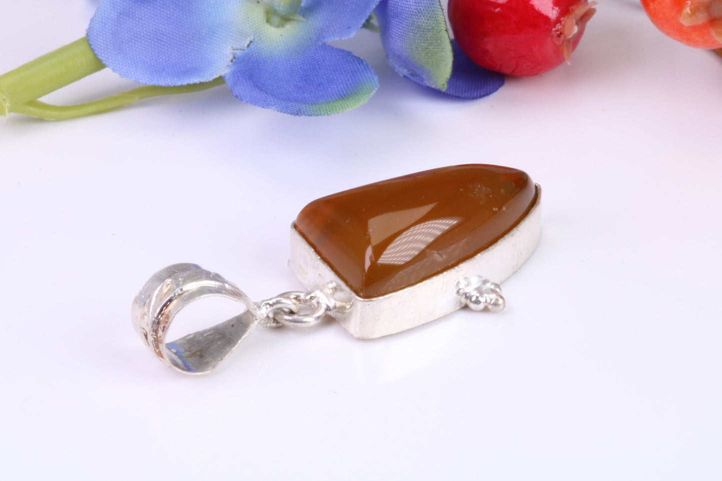 Large Brown Agate Pendant set in Sterling Sterling Silver