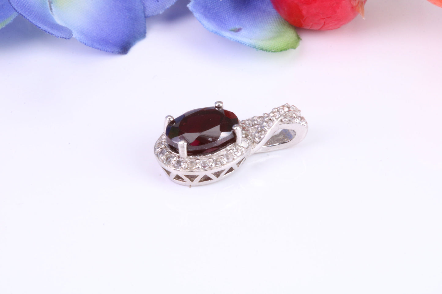 Sterling Silver Garnet and C Z set Necklace